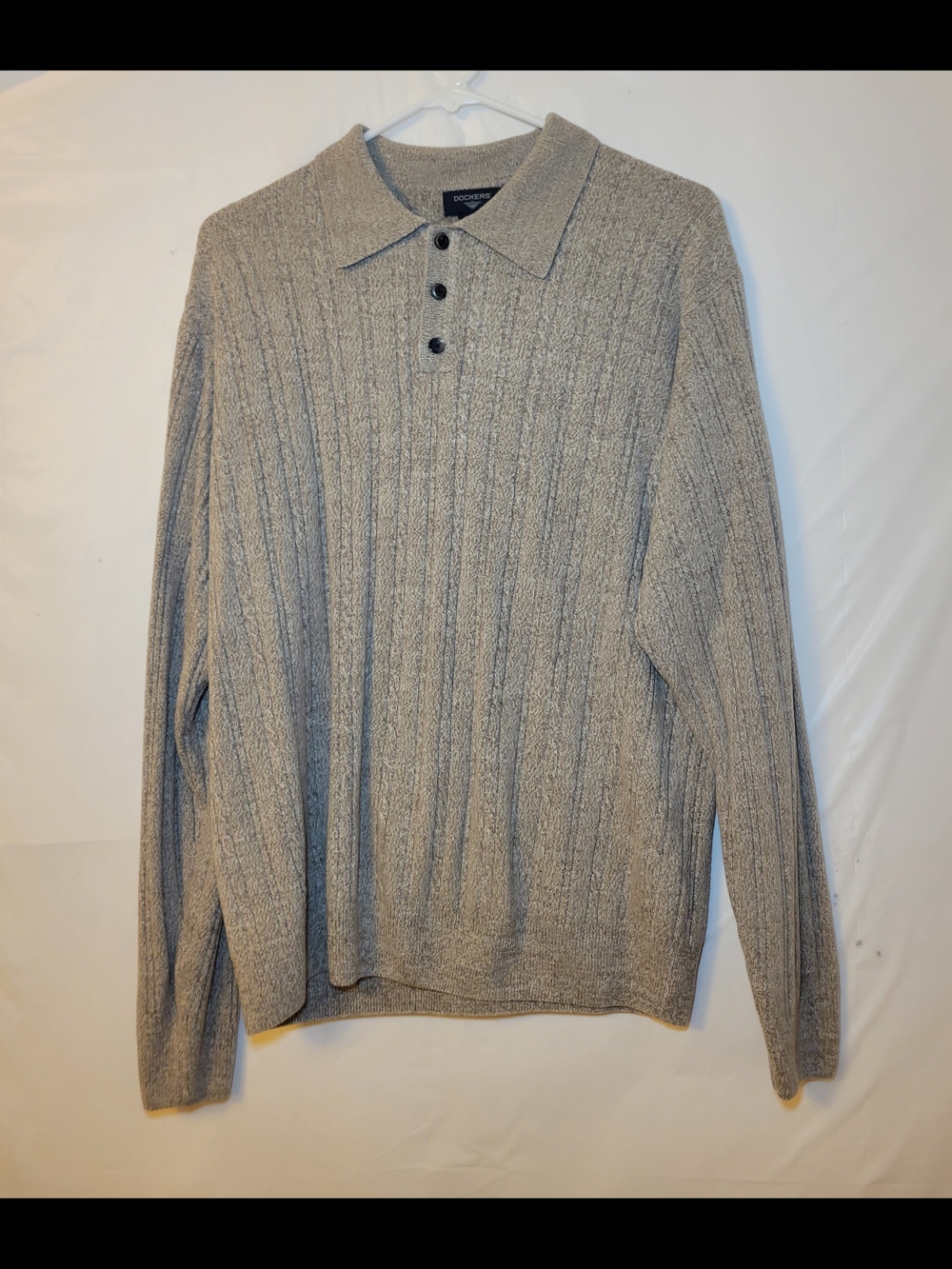 Dockers Heather Gray Knit Polo Sweater